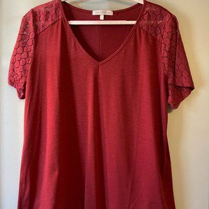 Lace Sleeve Burgundy Top